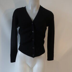 Womens Frame Black Ribbed Cardigan Sweater XS